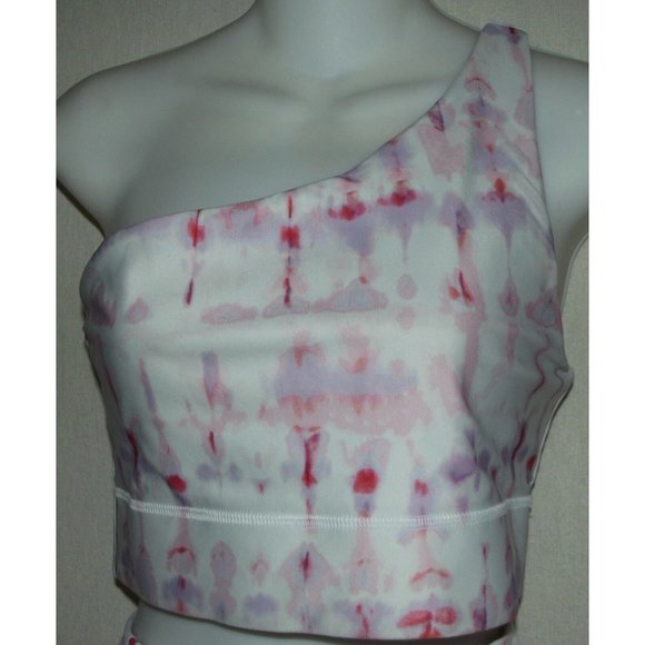 Fabletics Sports Bra Size Medium Harlow One Shoulder Reversible Sway/Guava Pink - Picture 3 of 9